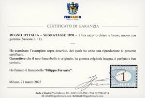 1870 - 1 lira azzurro chiaro e ... 