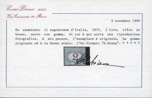1870 - 2 lire azzurro chiaro e ... 