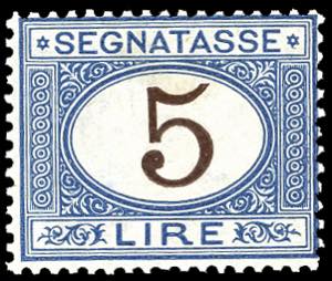 1874 - 5 lire azzurro e bruno (13), discreta ... 