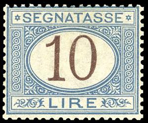 1874 - 10 lire azzurro e bruno (14), nuovo, ... 