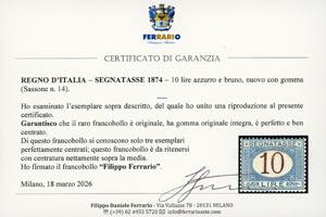 1874 - 10 lire azzurro e bruno ... 