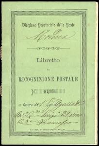 1881 - Libretto di ricognizione postale ... 