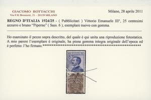 1924 - 25 cent. Piperno (6), buona ... 