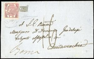 1860 - 10 grana carminio lillaceo, falso per ... 