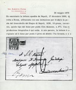 1860 - 10 grana carminio lillaceo, ... 