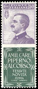 1924 - 50 cent. Piperno (13), ben centrato, ... 