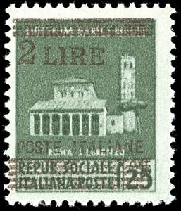 1945 - 2 lire su 25 cent. Monumenti ... 