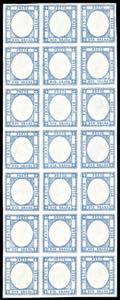 1861 - 2 grana azzurro (20), blocco di 21 ... 