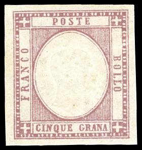 1861 - 5 grana lilla (21c), nuovo, gomma ... 