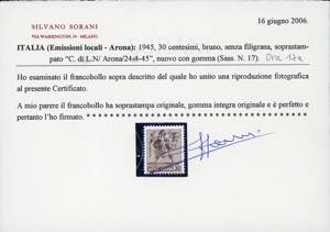 ARONA 1945 - 30 cent. Monumenti ... 