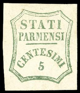 1859 - 5 cent. verde azzurro (12), nuovo, ... 