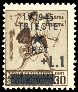 OCCUPAZIONE JUGOSLAVA TRIESTE 1945 - 1 lira ... 