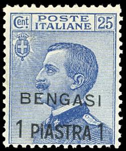 BENGASI 1911 - 1 pi. su 25 cent. Michetti ... 