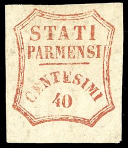 1859 - 40 cent. vermiglio (17), nuovo, gomma ... 
