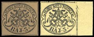 1863 - 3 baj giallo cromo, bordo di foglio, ... 