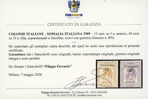 1905 - Soprastampati di Zanzibar, ... 