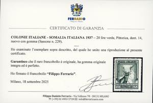 1937 - 20 lire Pittorica, dent. 14 ... 