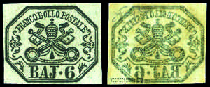 1852 - 6 baj grigio verdastro (7), decalco ... 