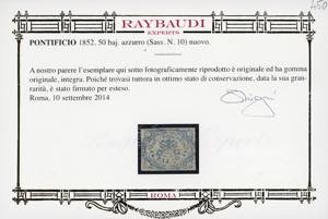 1852 - 50 baj azzurro (10), nuovo, ... 