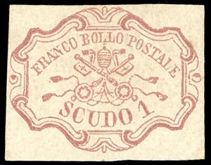 1852 - 1 scudo rosa carminio (11), nuovo, ... 