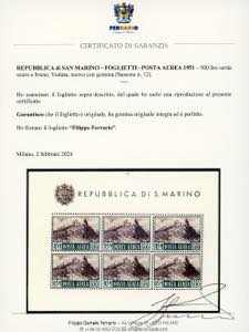 1951 - 500 lire Veduta, foglietto ... 
