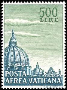 POSTA AEREA 1958 - 500 lire Cupolone, dent. ... 