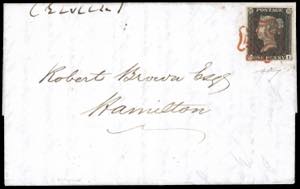 1840 - 1 penny nero, Penny Black, lettere ... 