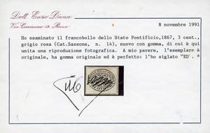 1867 - 3 cent. grigio rosa (14), ... 