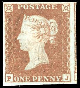 1841 - 1 penny bruno rosso, lettere P-J (3), ... 