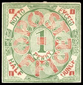 PROVE 1839 - 1 penny rosso e verde, saggio ... 