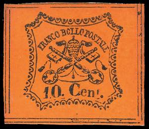 1867 - 10 cent. vermiglio arancio (17), ... 