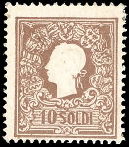 1858 - 10 soldi bruno, I tipo (26), nuovo, ... 