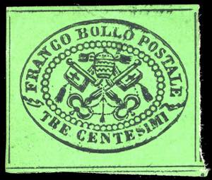 1867 - 3 cent. verde, non emesso (21), senza ... 