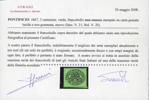 1867 - 3 cent. verde, non emesso ... 