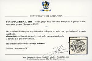 1868 - 3 cent. grigio rosa, ... 