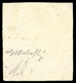 1851 - 5 cent. nero, ritocco sotto ... 