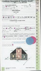 1851 - 5 cent. nero, ritocco sotto ... 