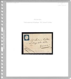 1854 - 20 cent. azzurro, angolo di ... 