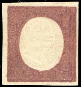 1854 - 40 cent. rosso mattone cupo (9a), ... 