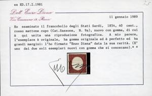 1854 - 40 cent. rosso mattone cupo ... 