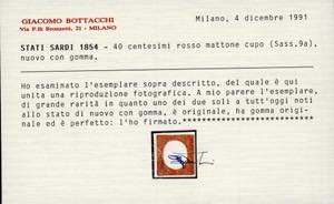 1854 - 40 cent. rosso mattone cupo ... 