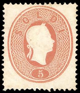 1861 - 5 soldi rosso (33), nuovo, gomma ... 