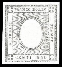 1861 - 1 cent. grigio nero, senza cifra ... 