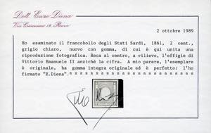 1861/62 -  1 e 2 cent. grigio nero ... 